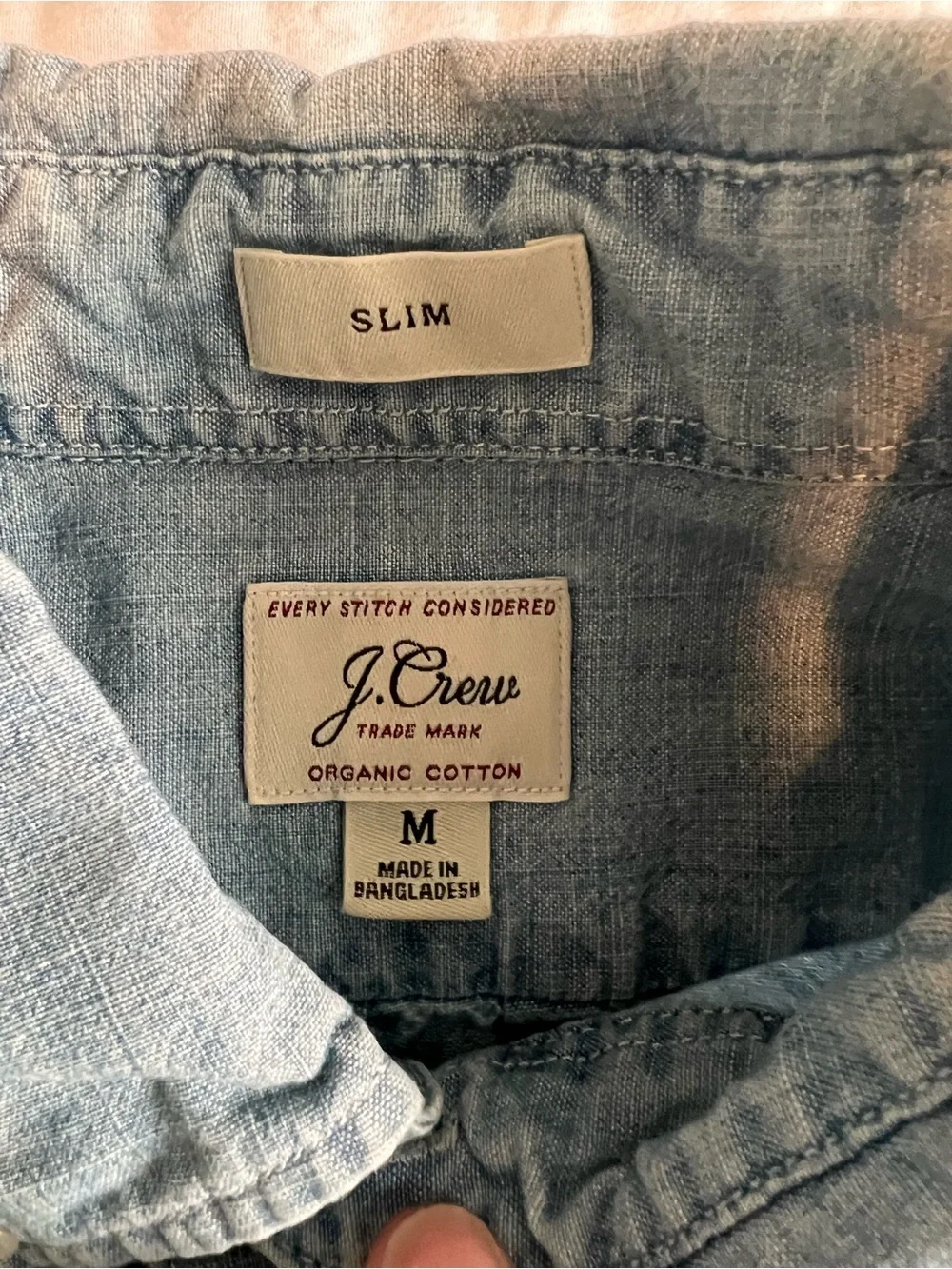 J Crew Shirt Mens Medium Slim Fit Blue Chambray Short Sleeve Button Down Denim